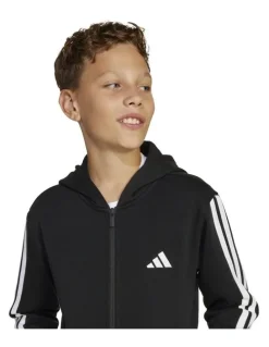 adidas Essentials Full-Zip Hoodie in Black and White