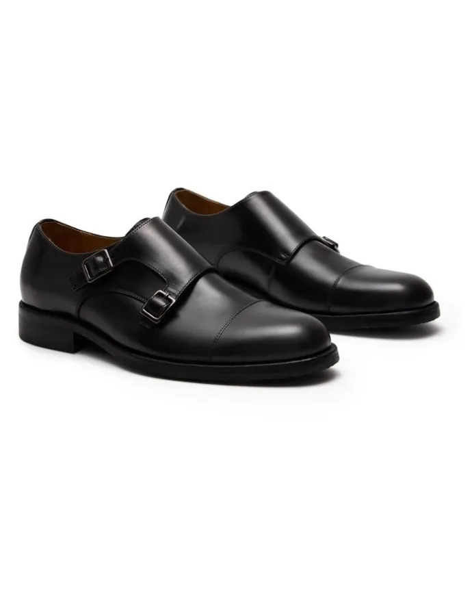 Aquila Davis Monk Strap Shoes in Black