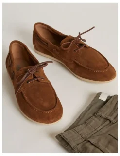 Aquila Keel Suede Boat Shoes in Tan