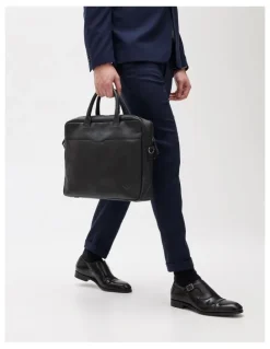 Aquila Montoro Leather Briefcase in Black