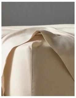 Australian House & Garden Sandy Cape Washed Belgian Linen Sheet Set in Moonbeam