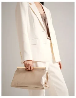 Basque Carrie Clutch Bag in Frosted Almond