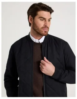 Basque Diamond Quilt Puffer Jacket in Black