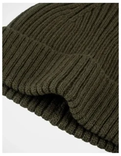 Basque Double Rib Knit Wool Beanie Winter Accessory Olive