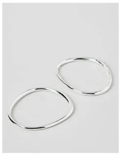 Basque Irregular 2Pk Bangles in Silver
