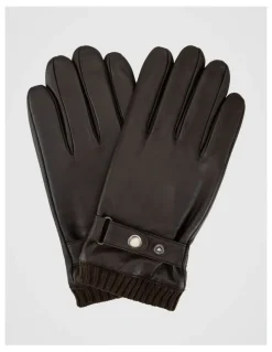 Basque Leather/ Knitted Glove Winter Accessory Brown