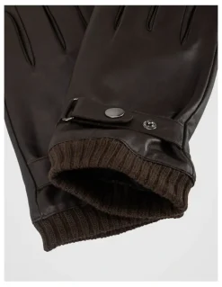 Basque Leather/ Knitted Glove Winter Accessory Brown