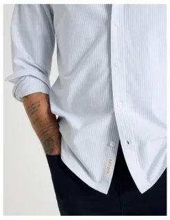 Basque Oxford Cotton Long Sleeve Shirt in Blue