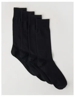 Basque 4 Pack Plain Socks in Black