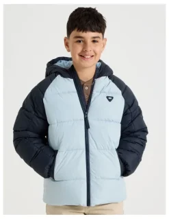 Bauhaus Recycled Puffer Jacket in Blue and Navy