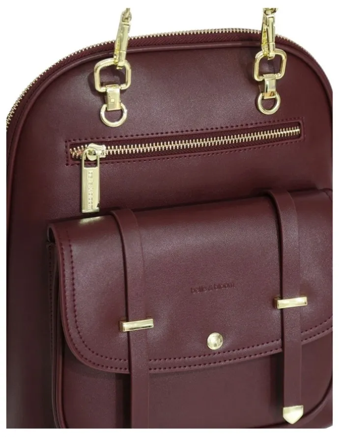 Belle & Bloom Ave Leather Backpack in Burgundy