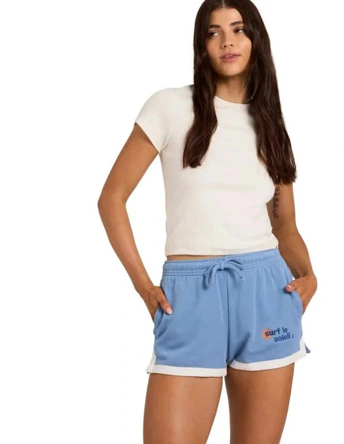 Billabong Surf Le Soleil Elastic Waist Shorts In Blue Horizon