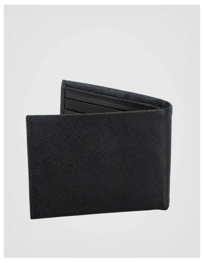 Blaq Saffiano Bifold Leather Wallet Black Wallet Black