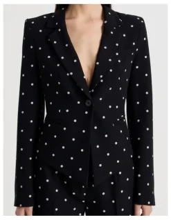 Blaq Spot Single Breasted Blazer in Black/White