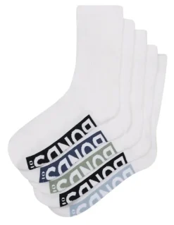 Bonds Logo Cushioned Crew Socks 5 Pack in White