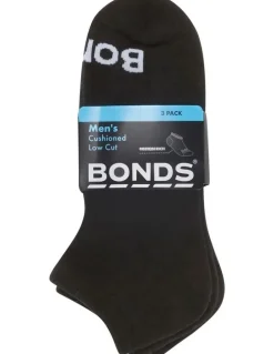 Bonds Value Cushioned Low Cut Socks 3 Pack in Black