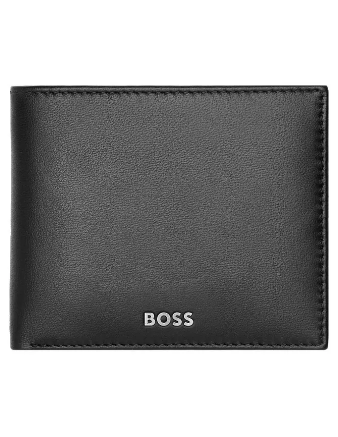 Boss Smooth Leather Coin Purse Wallet in Black