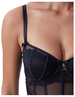 Bras N Things Bethany Balconette Bodysuit in Black