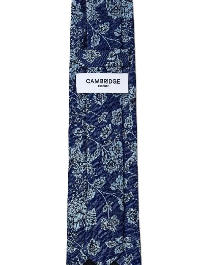 Cambridge Carnations Silk Tie In Blue
