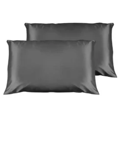 Casa Decor Luxury Satin Pillowcases Twin Pack in Charcoal