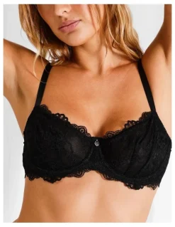Chloe & Lola Pure Comfort Lace Balconette Underwire Bra in Black