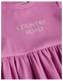 Country Road Australian Cotton Blend Short Sleeve Rib Dress in Mauve