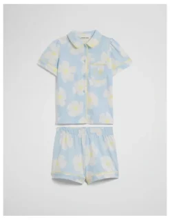 Country Road Australian Cotton Short Sleeve Button Through Sleep in Bold Floral Prnt