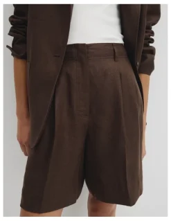 Country Road Longline Linen Short in Cocoa