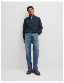 Country Road 1/2 Zip Texture Sweat in Navy