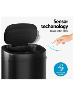 Devanti 82L Motion Sensor Bin Rubbish Automatic in Black