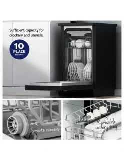 Devanti 10 Place Settings Freestanding Dishwasher in Black