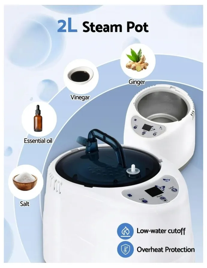 Devanti Portable Steam Sauna Tent 1000W 2L Steamer Pot Personal Home SPA Timer in Multi