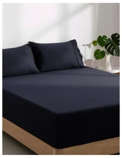 Dreamaker Superfine Washed Microfibre Combo Fitted Sheet Set in Navy