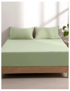 Dreamaker Superfine Washed Microfibre Combo Fitted Sheet Set in Sage Green