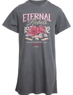 Eve Girl Eternal Rebels Tee Dress (8 - 16 Years) in Charcoal