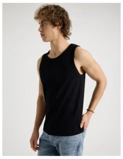 Grab Jersey Rib Singlet in Black