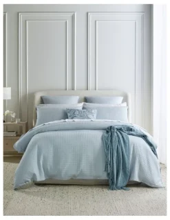 Heritage Heritage Cotton Waffle Quilt Cover Set in Baby Blue