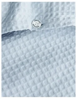 Heritage Heritage Cotton Waffle Quilt Cover Set in Baby Blue