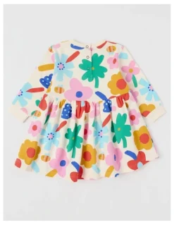 Jack & Milly Meggie Fleece Kinder Dress with Dreamy Daisies in Oatmeal
