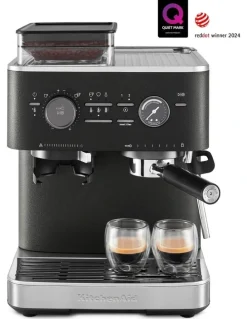 KitchenAid Semi Automatic Espresso Machine with Burr Grinder in Cast Iron Black 5KES6551ABK