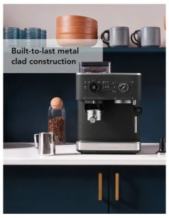 KitchenAid Semi Automatic Espresso Machine with Burr Grinder in Cast Iron Black 5KES6551ABK
