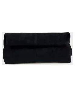 Lustre & Sage Becca Suede Clutch Bag - Black