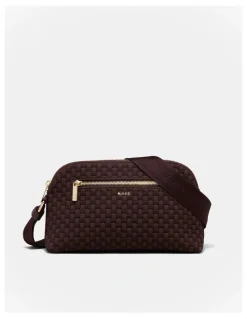 Mimco Squad Woven Crossbody Bag in Chocolate