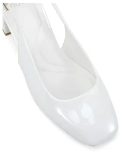 Novo Shoes Ivoree Block Court Heels In White Patent