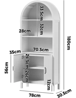 Oikiture Oikiture Arched Bookshelf Display Shelf Bookcase Bookshelves Storage White