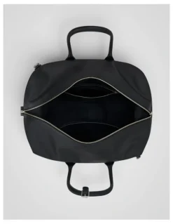 Oroton Voyager Coated Nylon Weekender in Black