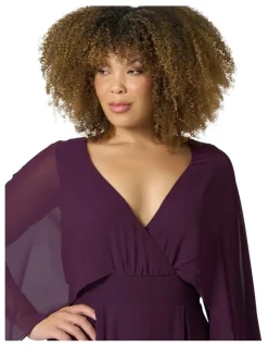 Pink Dusk by Curve Project Electric Chemistry Cape Maxi Dress in Plum