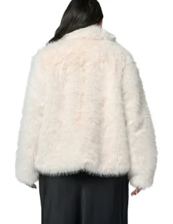 Pink Dusk by Curve Project Seductive Charm Fur Coat in Beige