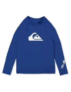 Quiksilver All Time Long Sleeve Rash Vest in Monaco in Blue