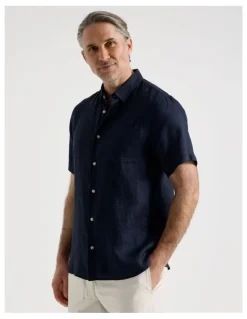 Regatta Short Sleeve Linen Shirt in Navy